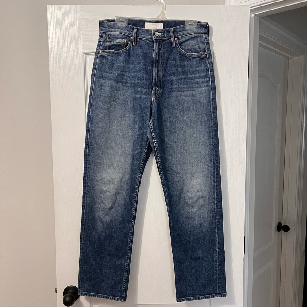 MOTHER SUPERIOR Straight Leg High Waisted Study Hover Jeans in Treating Myself